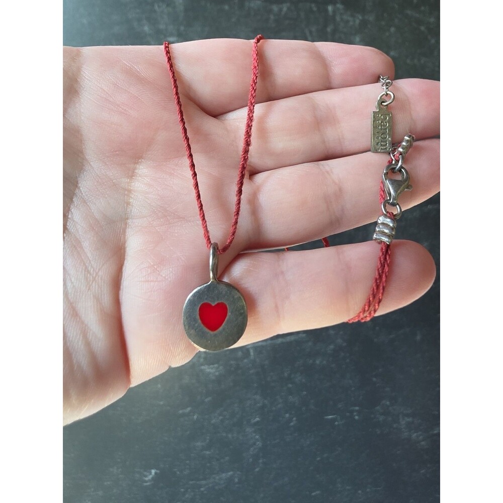 Baroni Designs 925 Sterling Silver Red Enamel Heart Pendant Adjustable Necklace